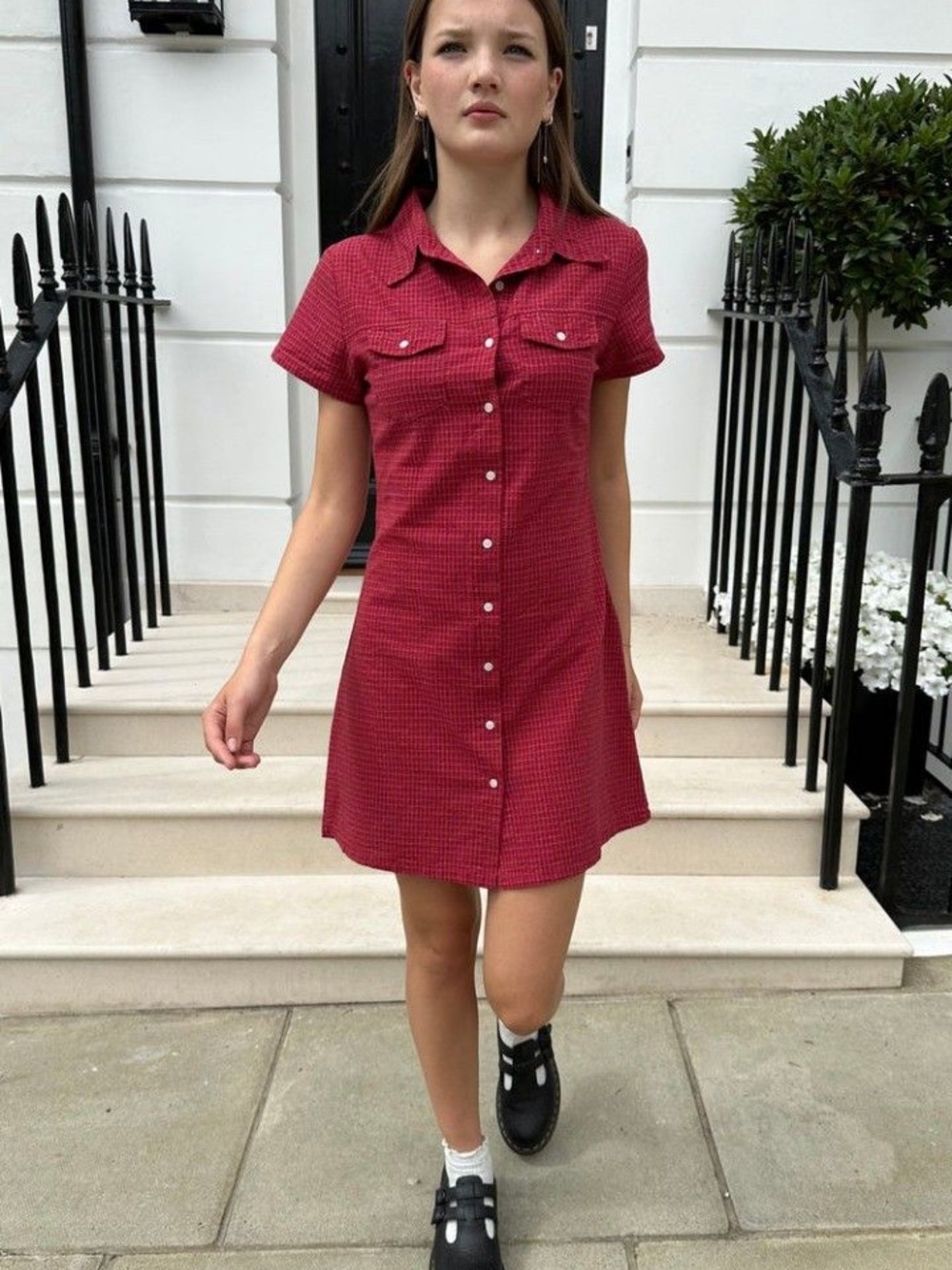brandy melville red plaid dress
